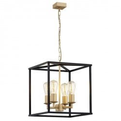 Lampa Wisząca Loft Czarna Ramka Złoty Środek MONZANO 1824 ARGON