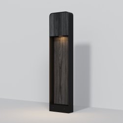 Designerskie oświetlenie zewnętrzne LED czarny wzór drewna słupek Porte MAYTONI O481FL-L7BWD3K
