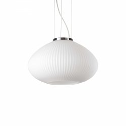 Szklana owalna lampa wisząca chrom Plisse sp1 d35 Ideal Lux 285184 nad stół wyspę jadalniana