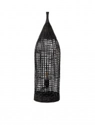 Nowoczesna lampa podłogowa stojąca pleciona z ratanu podłużna czarna rystykalna boho industrialna designerska ALDENZO LE45387 Luces Exclusivas