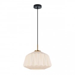 Lampa wisząca szklana żłobiony klosz dekoracyjna biała w nowoczesnym stylu Antita PND-3644-1-BRO-W Italux