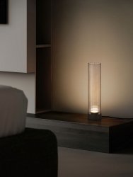 Dekoracyjna kompaktowa lampka stołowa LED szara tubka szklana z wgłębieniami minimalistyczna Luces Exclusivas