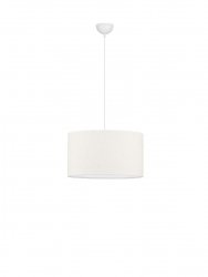 Lampa wisząca biała lniany abażur okrągły 40cm uniwersalna minimalistyczna dekoracyjna Luces Exclusivas
