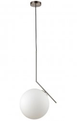 LAMPA WISZĄCA BIAŁA KULA FABIO MDM-7475/1-L-SN SREBRNA DESIGNERSKA 