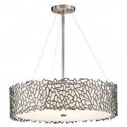 Lampa wisząca Silver Coral - 4 źródła światła koralowy metalowy wzór szklany klosz okrągła nowoczesna organiczny design KL-SILVER-CORAL-P-B KICHLER