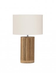 Lampka stołowa nocna drewno wiklina tkaninowy abażur boho rustykalna industrialna ONTAREZ LE45381 Luces Exclusivas