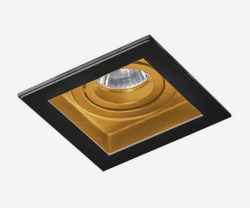 Nowoczesna oprawa podtynkowa kwardratowa czarna + złoty  MINORKA AZ2802 Azzardo