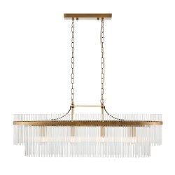 Szklana lampa wisząca glamour mosiężna podłużna designerska nowoczesna ponadczasowa Marietta 112573 ENDON