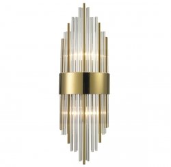 Lampa ścienna kinkiet kryształowe rurki złoty podłużny 45cm glamour designerski elegancki nowoczesny ponadczasowy DRACO ST-88003W-S gold Step Into Design