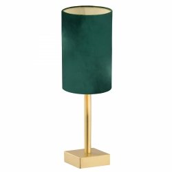 Wyjątkowa lampa stołowa do salonu złota piękna lampka nocna zielony abażur welur mosiądz szczotkowany ABRUZZO 8108 Argon