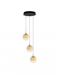 Klasyczna lampa wisząca potrójna LED złote szklane kule minimalistyczna uniwersalna możliwość ściemniania LURVELA LE45133 Luces Exclusivas