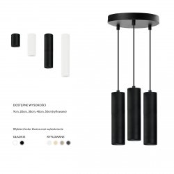 Lampa wisząca potrójna czarne gładkie tuby 40cm minimalistyczna LUCAS AZ6158 + 3 x AZ6123 Azzardo
