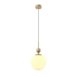 Lampa wisząca szklana kula z kamienną ozdobą beżowa designerska dekoracyjna minimalistyczna TAVO MOD453PL-01BG Maytoni