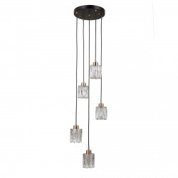 Kryształowa lampa wisząca Żyrandol zwis Torno Italux PND-40813-5R-BK-HBR jadalniana nad stół czarny złoty