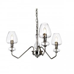 Lampa wisząca Armand - 3 źródła światła - Polerowany nikiel szklane klosze w kształcie kielicha industrialna nowoczesna dworkowa DL-ARMAND3-PN ELSTEAD LIGHTING