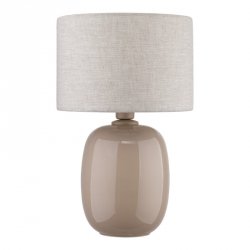 Lampka nocna stołowa szklana podstawa lniany abażur brązowa nowoczesna designerska MELODY 16182 TK-LIGHTING