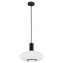 Czarna elegancka lampa wisząca jedno płomienna owalny mleczny klosz szkło opal SAGUNTO PLUS 8565 Argon