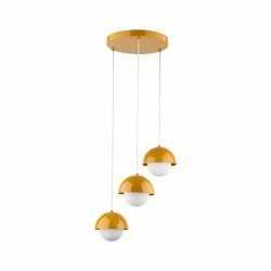 Designerska lampa wisząca w stylu industralnym minimalistyczna potrójna kolor ochra mleczne klosze BONO OCHRA 10266 TK-Lighting 
