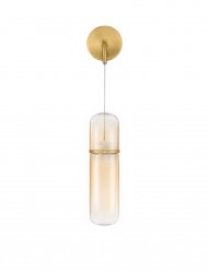 Nowoczesny złoty kinkiet ścienny LED podłużny szklany klosz minimalistyczny designerski możliwość ściemniania REBALVO LE45203 Luces Exclusivas