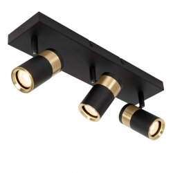Nowoczesny plafon lampa sufitowa potrójna czarno-złota regulowana tuba na wysięgniku uniwersalna minimalistyczna metalowa GORIK 53909/03/30 Lucide