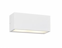 Minimalistyczny kinkiet biały prostokątny aluminiowy klasyczny uniwersalny podświetlający ścianę możliwość ściemniania MAYENNE IP44 218560231 TRIO