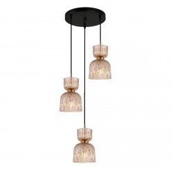Lampa wisząca Italux Balme PND-3619-3A-BRO-AMB potrójna czarna / bursztynowe szkło