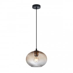 Lampa wisząca szklana żłobiony klosz dekoracyjna bursztynowa w nowoczesnym stylu Alias PND-3665-1-BRO-AMB Italux