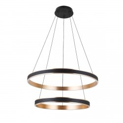 Lampa wisząc okręgi LED Azzardo RIO 50+70 3-STEP DIMM BK/GO nowoczesny żyrandol ring do salonu