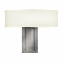 Kinkiet Hampton - 2 źródła światła lniany biały podłużny abażur w stylu hampton minimalistyczny HK-HAMPTON2 HINKLEY 