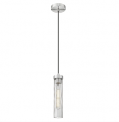 Lampa wisząca niklowana tuba z ryflowanego szkła minimalistyczna klasyczna QUINCY P01828NS Cosmo Light
