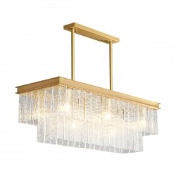 Lampa wisząca szklana mosiężna prostokątna 100cm glamour designerska elegancka nowoczesna ponadczasowa ICELAND ST-6308-10C Step Into Design