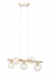 Złota lampa wisząca na listwie szklane kule Avola 5 zwis Sigma 40799