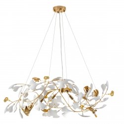 Dekoracyjna nowoczesna lampa wisząca ceramiczne listki dekoracyjna do salonu BOTANIKA XY080P-L1000 gold Step Into Design