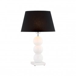 Lampa stołowa lampka nocna elegancka finezyjna białe szklane kule podstawa czarny tkaninowy abażur elegancka FUDŻI 3624 Argon
