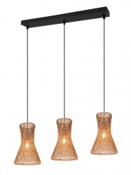 Lampa wisząca pleciona z przędzy brązowa potrójna stożkowy kształt boho rystykalna industrialna minimalistyczna nad stół do salonu sypialni BIJOU R31833026 Rl