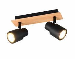 Nowoczesny plafon lampa sufitowa podwójna czarna regulowana klasyczna uniwersalna metalowa drewniana podstawa PIERRE R81982032 Rl