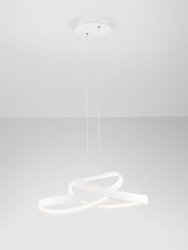 Lampa wisząca LED biała geometrycznie zakręcona 60cm nowoczesna ściemnialna ze zmianą barwy światła ALAGON LE45714 Luces Exclusivas