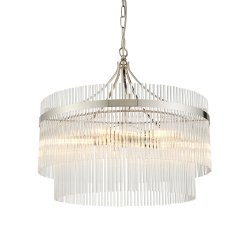 Szklana lampa wisząca glamour nikiel okrągła designerska nowoczesna ponadczasowa Marietta 104112 ENDON