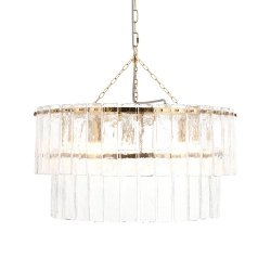 Szklana lampa wisząca glamour mosiężna okrągła designerska nowoczesna Karine 118469 ENDON