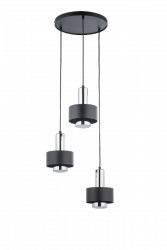 Nowoczesna lampa wisząca plafon potrójna Rif Lux Sigma 40717 czarny/ srebrny do salonu jadalniana