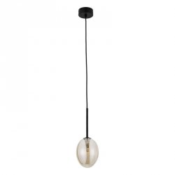 Lampa wisząca czarna z bursztynowym szklanym owalnym kloszem minimalistyczna dekoracyjna PEARL 10831 TK-LIGHTING