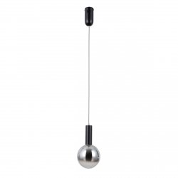 Czarna szklana lampa wisząca kula przyciemniona szara szklana Strela Italux PND-34378-1S-BK