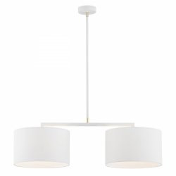 Lampa wisząca żyrandol prosta elegancka dwa okrągłe abażury klasyczna biała stal lakierowana KARIN 900 Argon