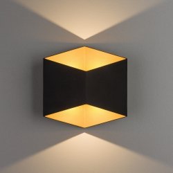 Nowoczesny Kinkiet Zewnętrzny IP54 TRIANGLES LED BLACK-GOLD 8141 NOVODVORSKI
