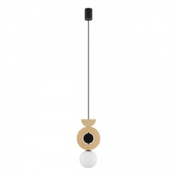 Nowoczesna Lampa Wisząca Drewniana W Stylu Boho Szklany Mleczny Klosz DROPS WOOD B 11174 Nowodvorski Lighting