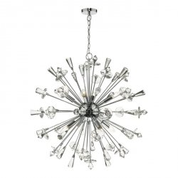 Nowoczesna Lampa Wisząca Designerska Chrom Kryształowe Elementy EXODUS EXO0850 DAR LIGHTING