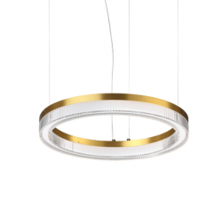 Designerska złota lampa wisząca LED okrągła ring nowoczesna dekoracyjna minimalistyczna Crown sp d40 364964 Ideal Lux 