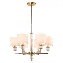 Złota lampa wisząca żyrandol abażurowy SUTTON P06385AU-WH ampa salonowa jadalniana Glamour złota z białymi abażurami