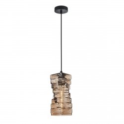 Lampa wisząca szklana żłobiony klosz geometryczny dekoracyjna bursztynowa Altera PND-3219-1-BK-CF Italux