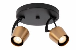 Nowoczesny plafon lampa sufitowa czarno-złota regulowana podwójna na wysięgniku uniwersalna minimalistyczna metalowa EMILE 51901/02/02 Lucide